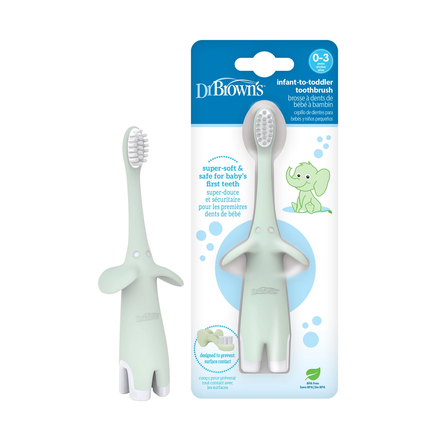 Dr Brown's Infant-to-Toddler Toothbrush, Elephant, 1-Pack
