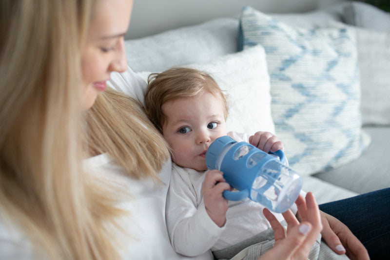 Dr Brown's Milestones 270 ml  Wide-Neck Sippy Bottle with Silicone Handles Blue