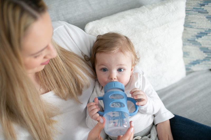 Dr Brown's Milestones 270 ml  Wide-Neck Sippy Bottle with Silicone Handles Blue