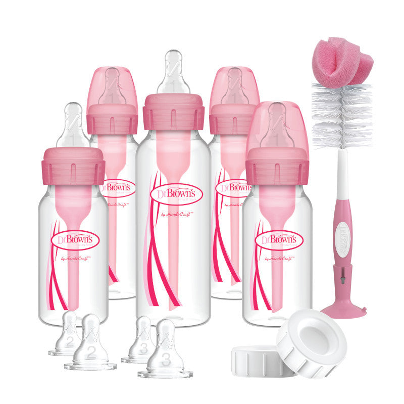 Dr Brown's Anti-Colic Options+ Narrow Neck Pink Baby Bottle Gift Set