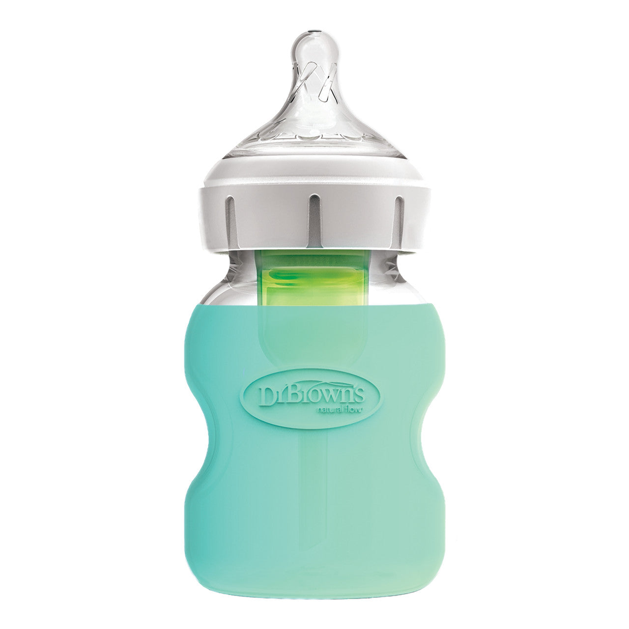 Dr Brown's 150ml Glass Silicone Sleeve Mint