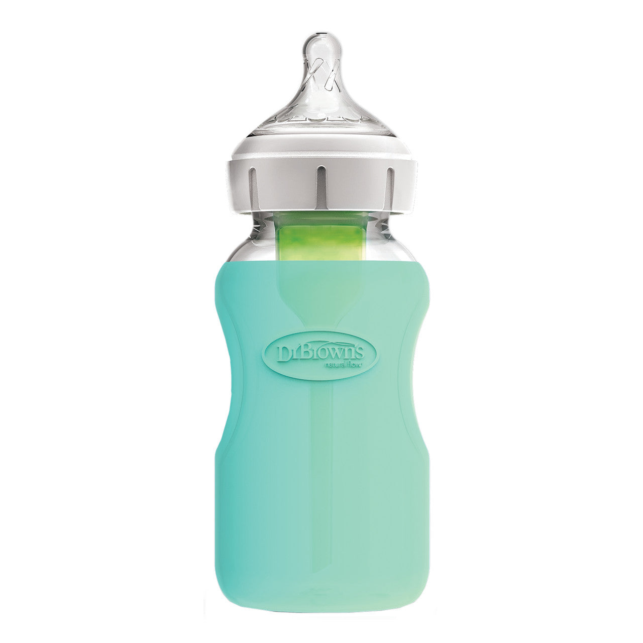 Dr Brown's 270ml Glass Silicone Sleeve Mint
