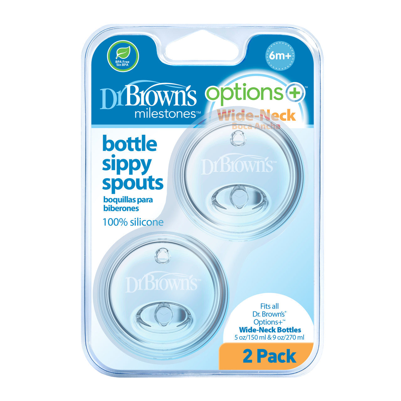 Dr Brown's Options+ Wide Neck Bottle Sippy Spouts (2-Pack)