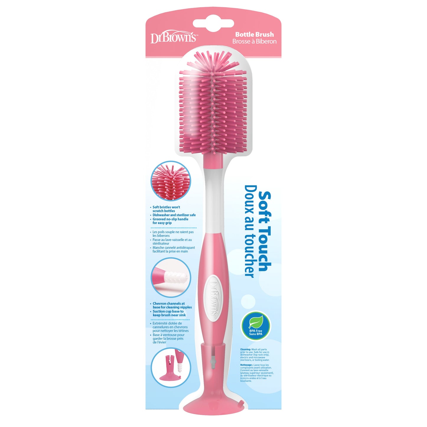 Dr Brown's Soft Touch Bottle Brush Pink