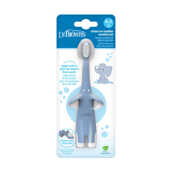 Dr Brown's Infant-to-Toddler Toothbrush, Blue Elephant, 1-Pack