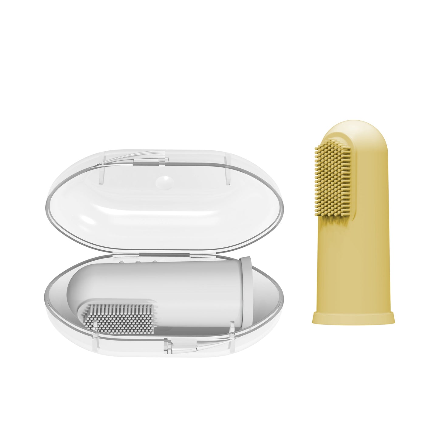Silicone Finger Toothbrush Grey and Yellow (Twin Pack)