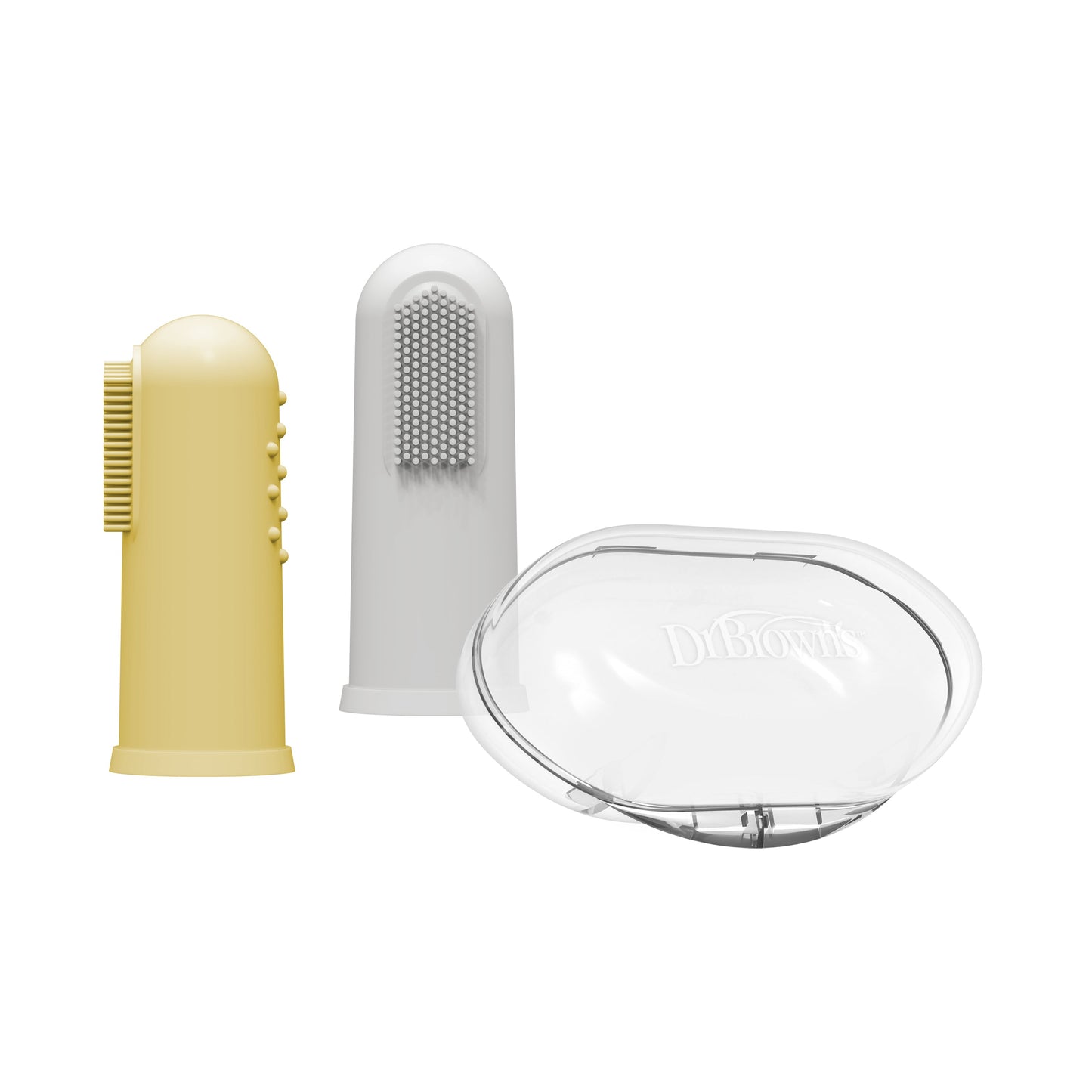Silicone Finger Toothbrush Grey and Yellow (Twin Pack)
