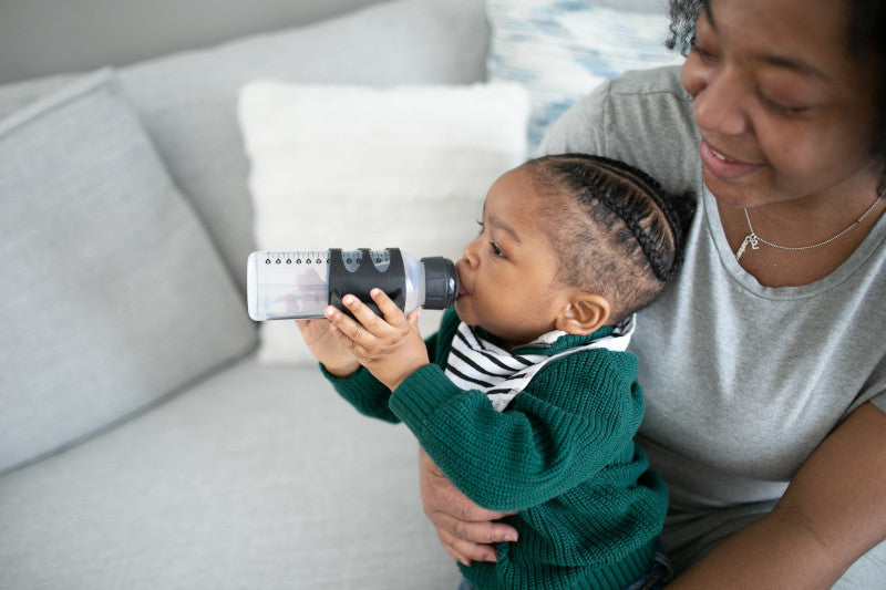 Dr Brown's Milestones 270 ml  Wide-Neck Sippy Bottle with Silicone Handles Black