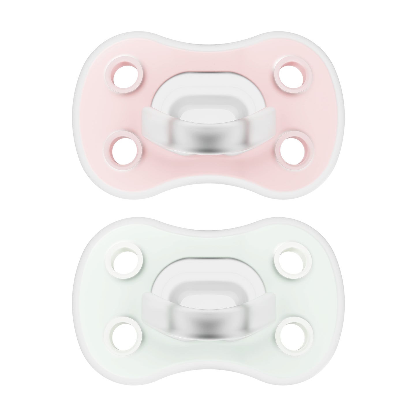 Advantage One-Piece Silicone Soother, Stage 1, Pink/Mint, 2-Pack