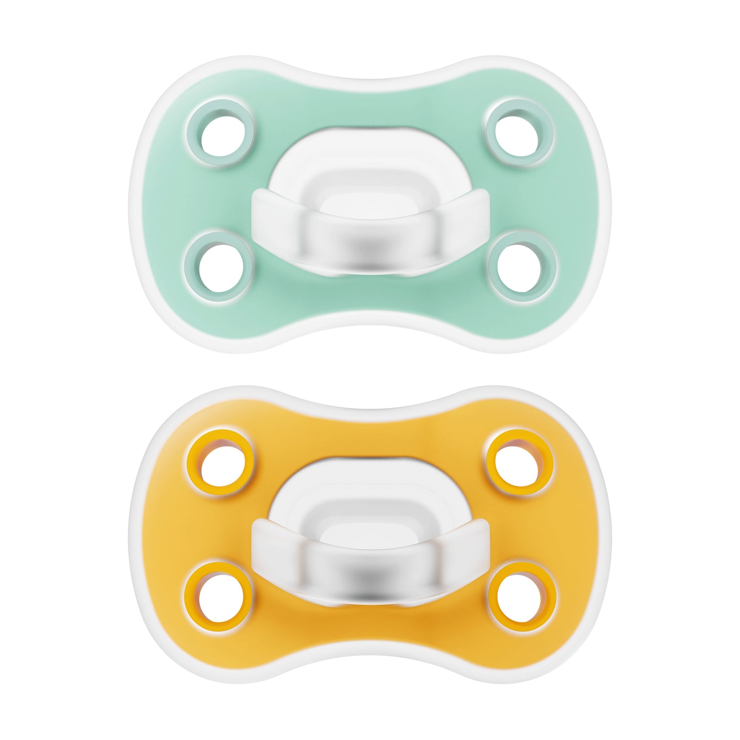 Advantage One-Piece Silicone Soother, Stage 2, Green/Yellow, 2-Pack