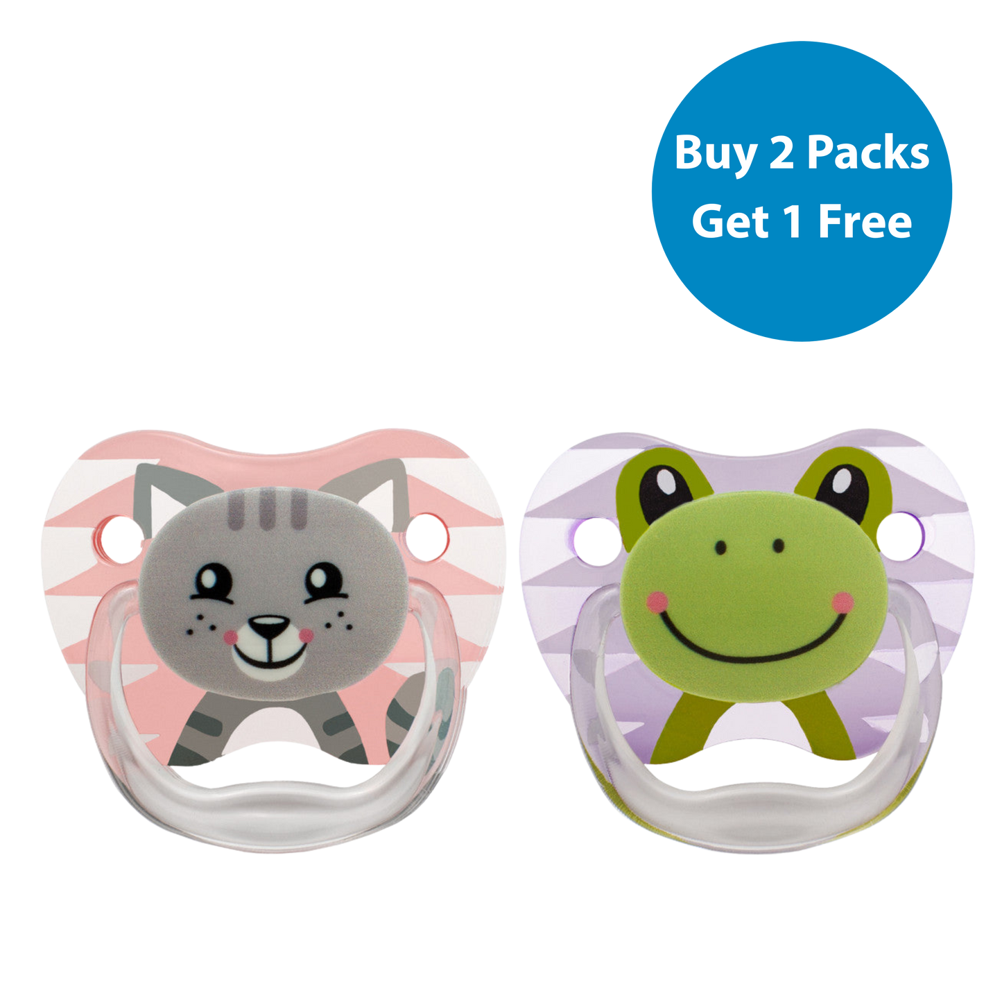 Dr Brown's PreVent Soothers  - Animal Faces, Pink, 0-6 Month