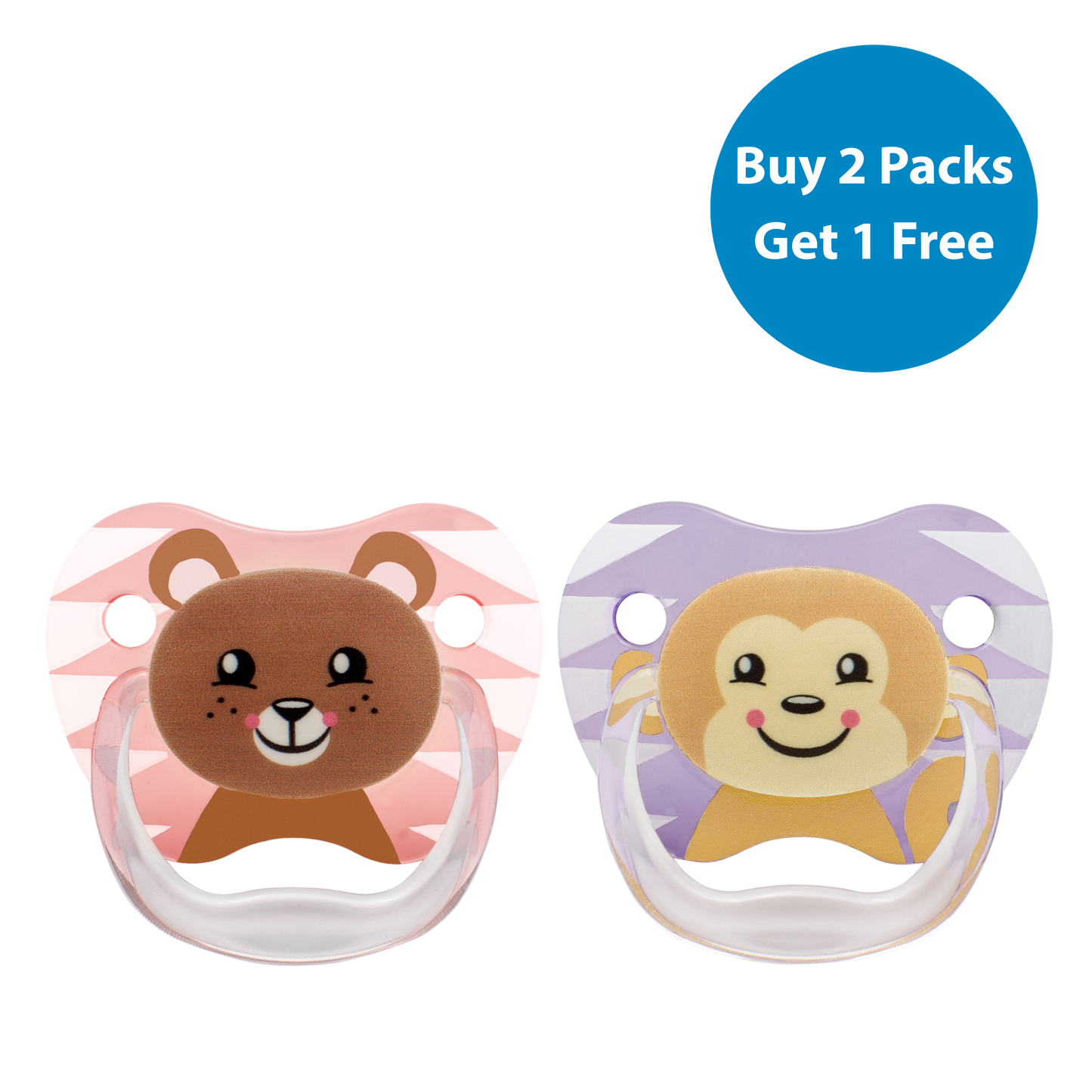 Dr Brown's PreVent Soothers  - Animal Faces, Pink, 6-18 Month