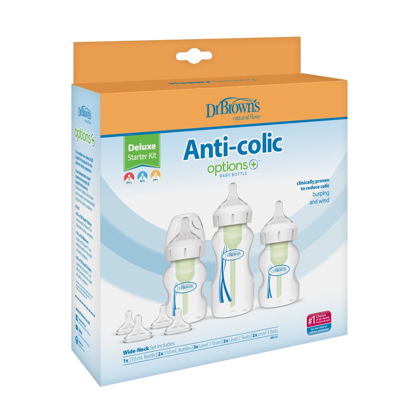 Dr Brown's Options+ Anti-Colic Baby Bottle Starter Kit