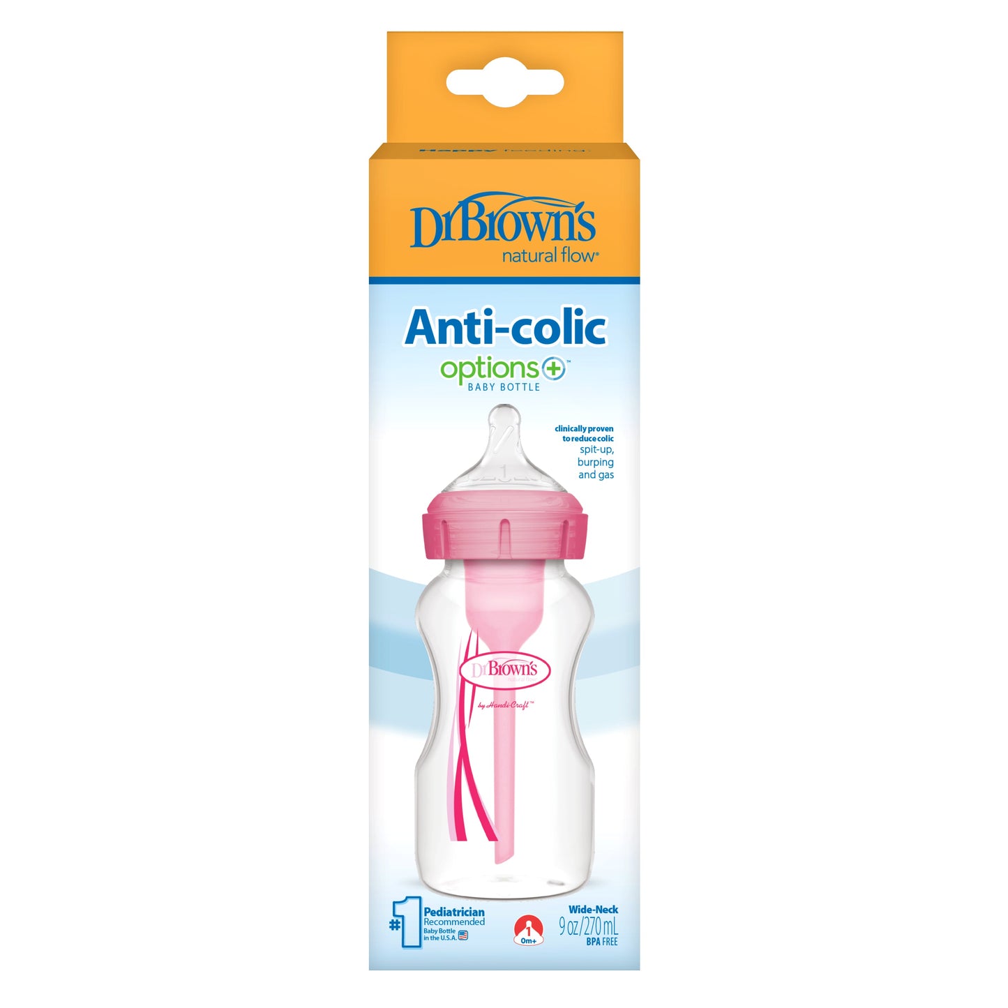 Dr Brown's Options Mamadeira de Transição 2 em 1 Rosa/Azul 270ml - Anne Dr Brown's Options Mamadeira de Transição 2 em 1 Rosa/Azul 270ml - Anne