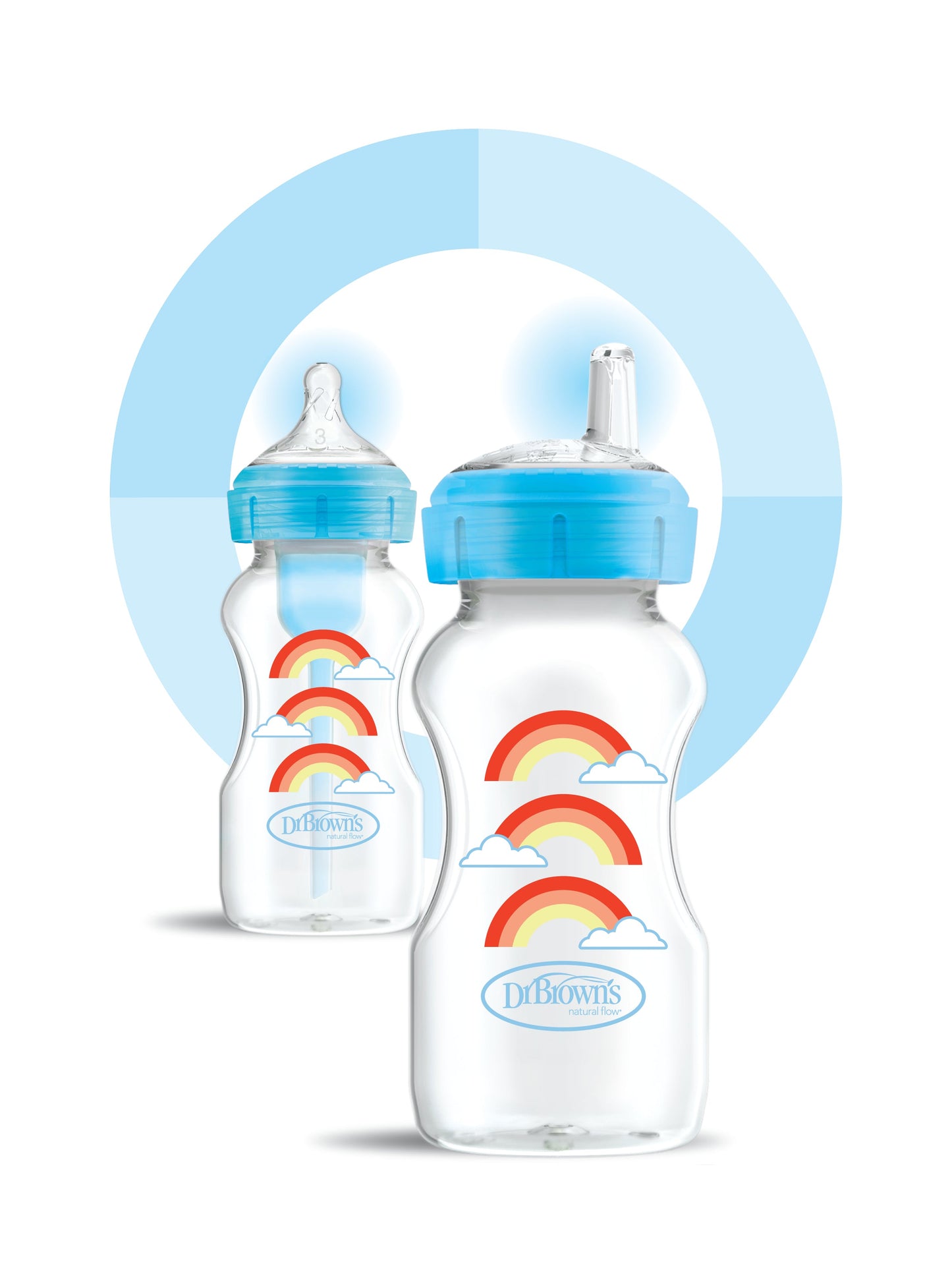 Dr. Brown's 270ml Wide-Neck Transition Bottle - Blue Rainbow