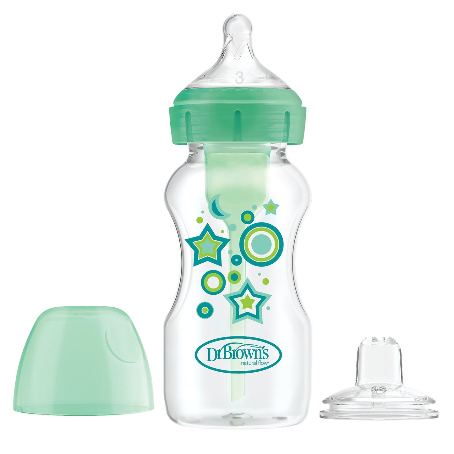 Dr. Brown's 270ml Wide-Neck Transition Bottle - Green Stars