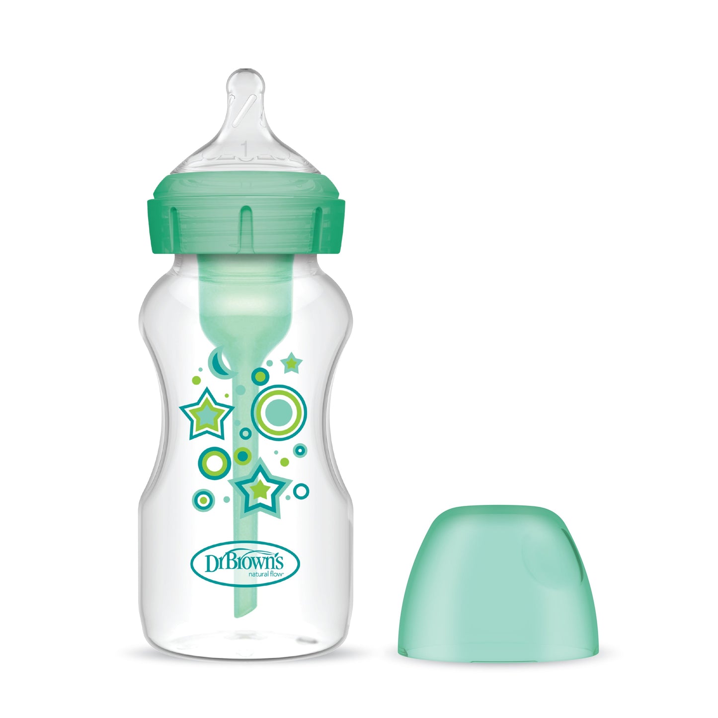 Dr. Brown's 270 mL Anti-Colic Options+ Baby Bottle, Green Stars, 1-Pack