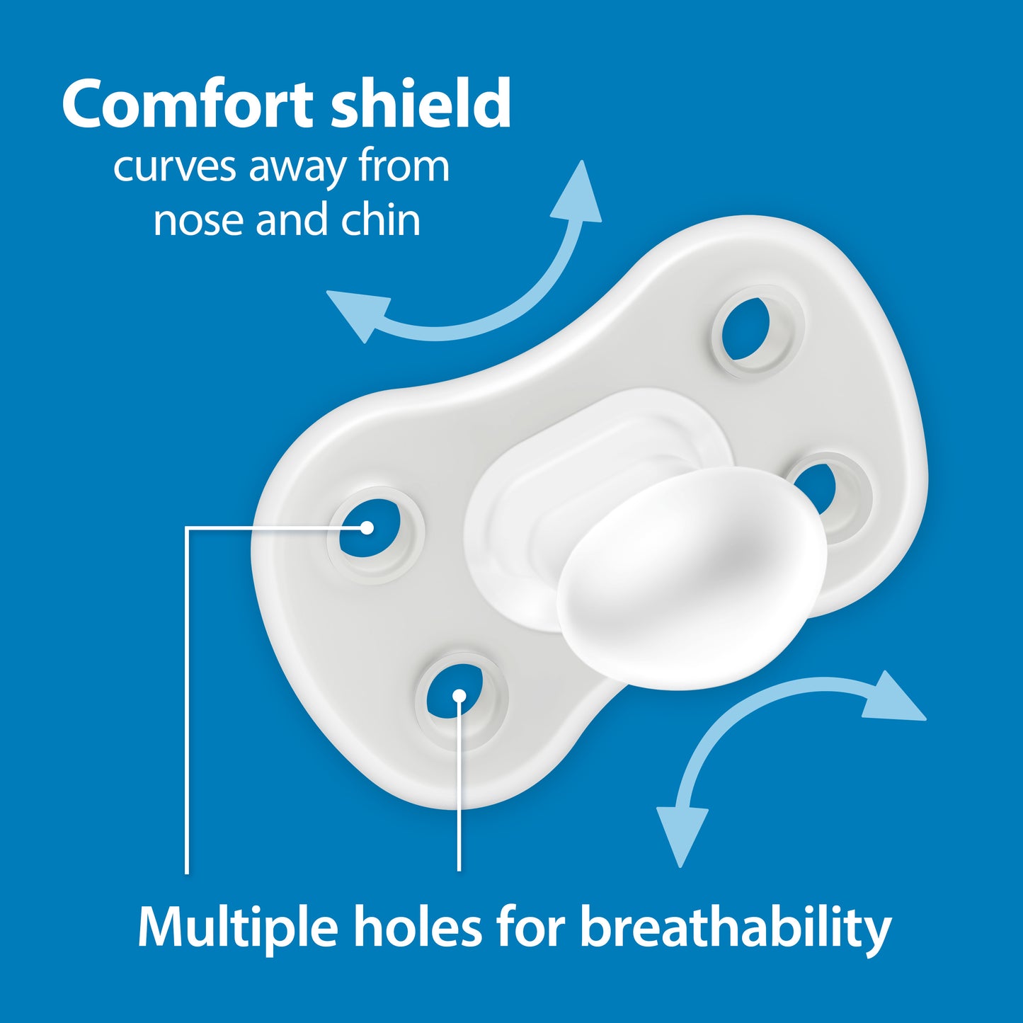 Advantage One-Piece Silicone Soother, Stage 1, Blue/Cream, 2-Pack