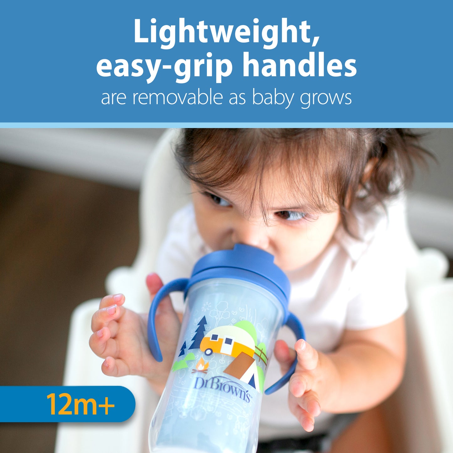 Insulated Straw Cup with Handles, Blue Camping Site (1-Pack)