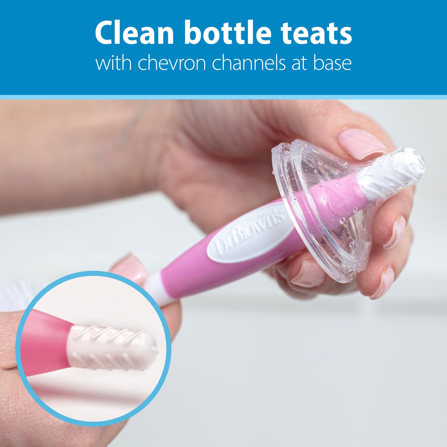 Dr Brown's Natural Flow Bottle and Teat Brush - Pink