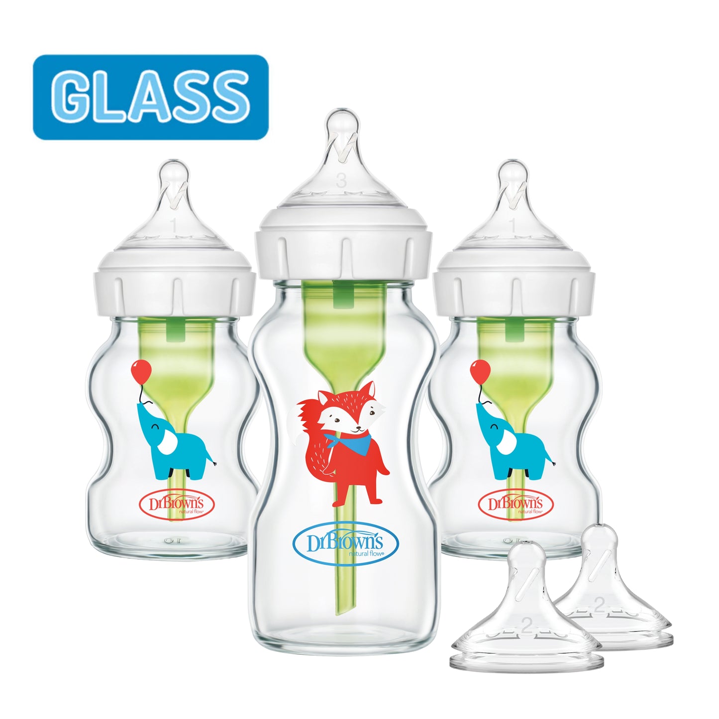 Dr. Brown's Glass Wide-Neck Baby Bottle Set