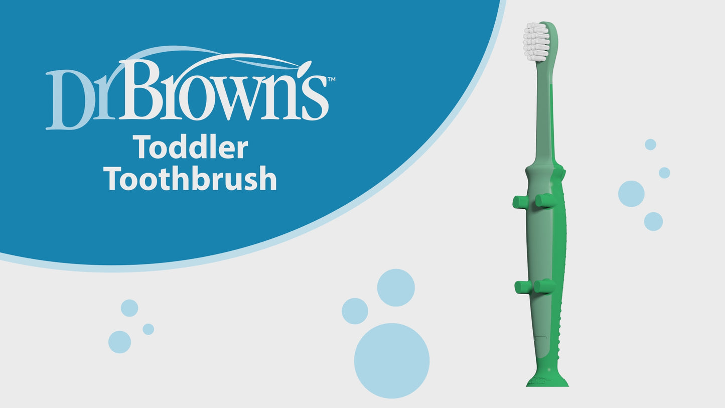 Load and play video in Gallery viewer, Dr Brown&amp;#39;s Crocodile Toddler Toothbrush
