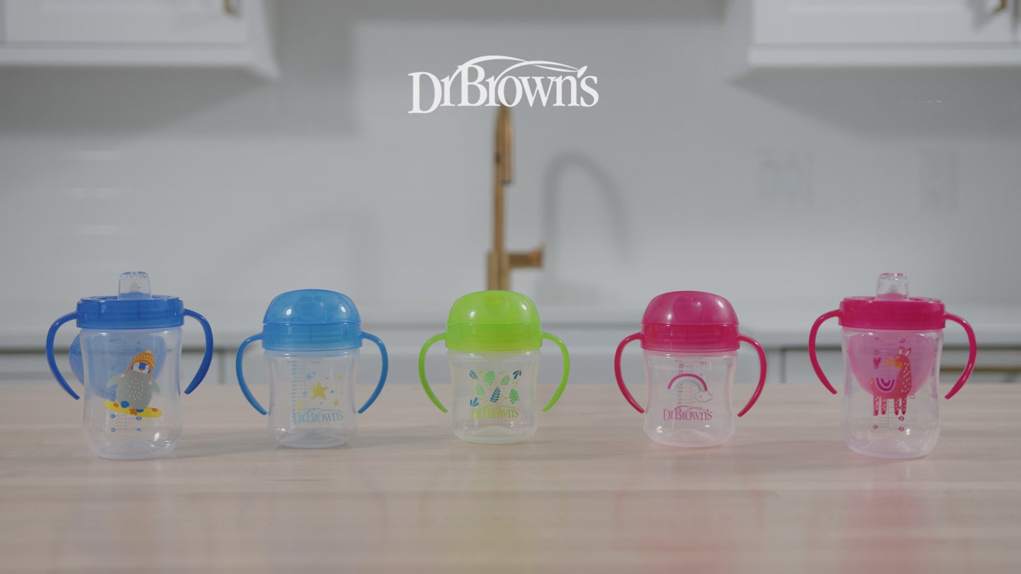 Load and play video in Gallery viewer, Dr Brown&amp;#39;s Soft Spout Trainer Cup - Pink
