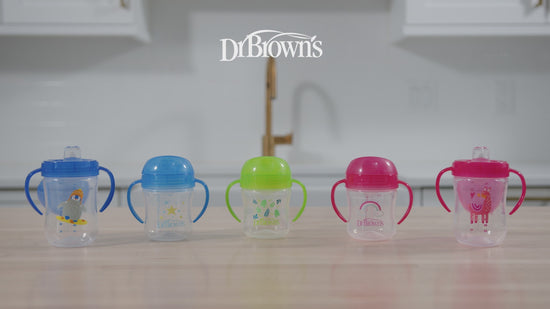 Load and play video in Gallery viewer, Dr Brown&amp;#39;s Soft Spout Trainer Cup - Pink
